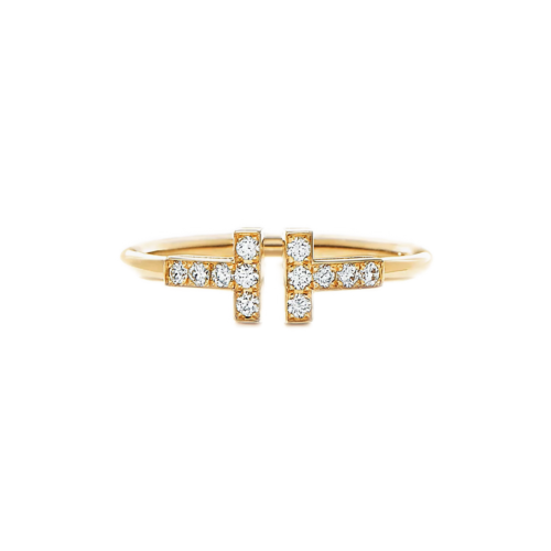 Tiffany & Co. T Wire Ring Yellow Gold Diamonds