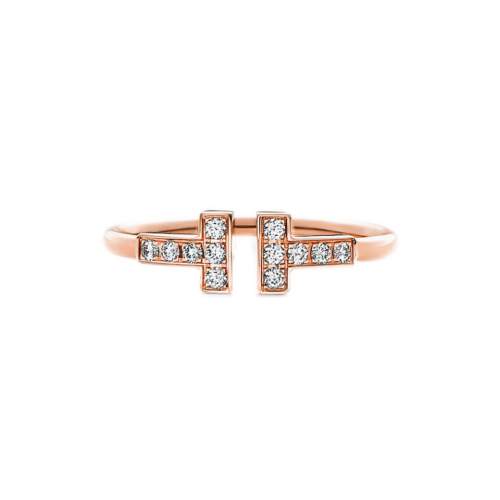 Tiffany & Co. T Wire Ring Rose Gold Diamonds