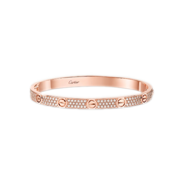 Cartier Love Bracelet Medium Model Paved Rose Gold