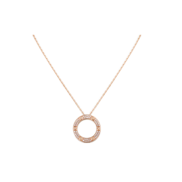 Cartier Love Necklace Paved Diamonds Rose Gold