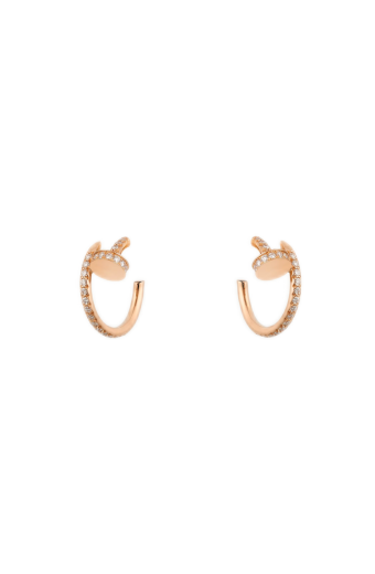 Cartier Juste Un Clou Hoop Earrings Small Model Rose Gold Diamonds