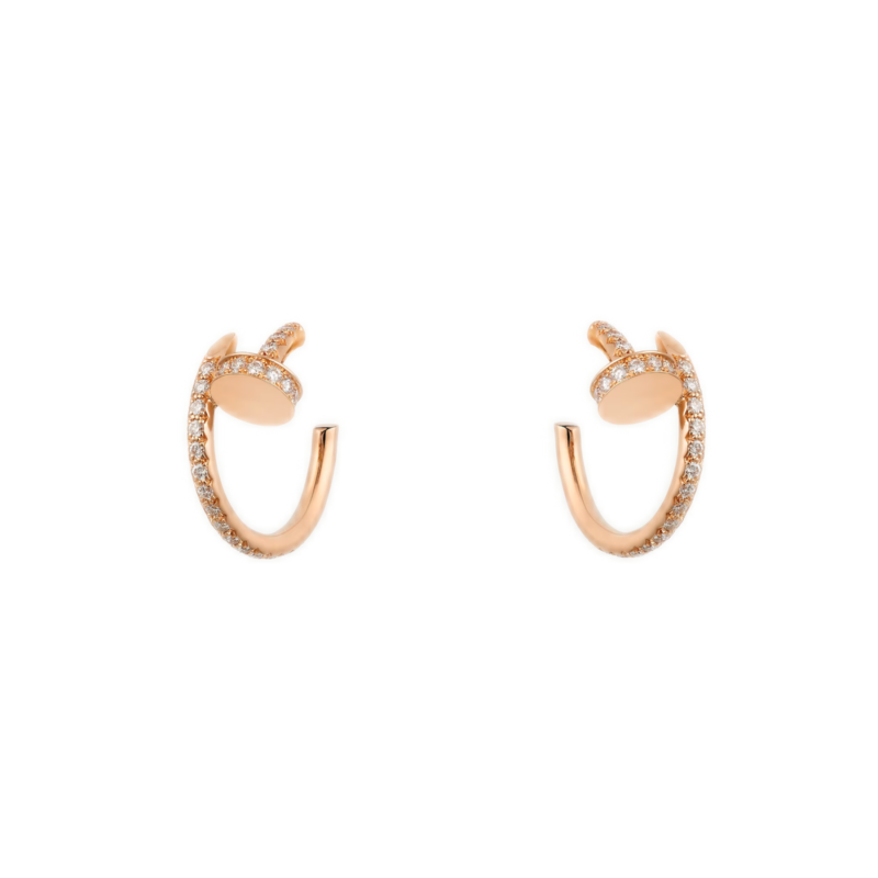 Cartier Juste Un Clou Hoop Earrings Small Model Rose Gold Diamonds