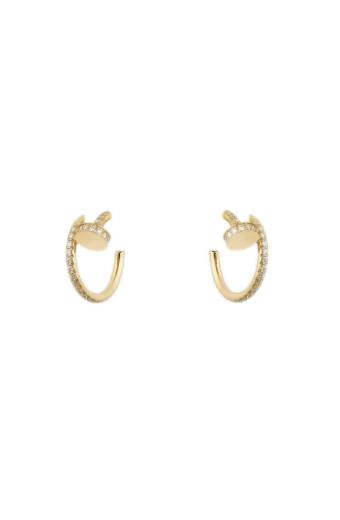Cartier Juste Un Clou Hoop Earrings Small Model Yellow Gold Diamonds