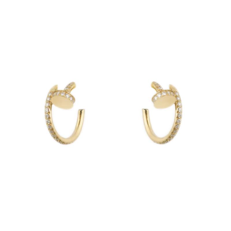 Cartier Juste Un Clou Hoop Earrings Small Model Yellow Gold Diamonds