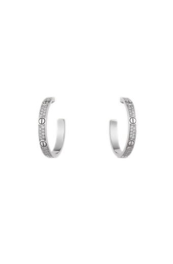 Cartier Love Hoop Earrings Medium Model White Gold Diamonds