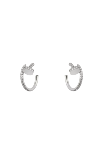 Cartier Juste Un Clou Hoop Earrings Small Model White Gold Diamonds