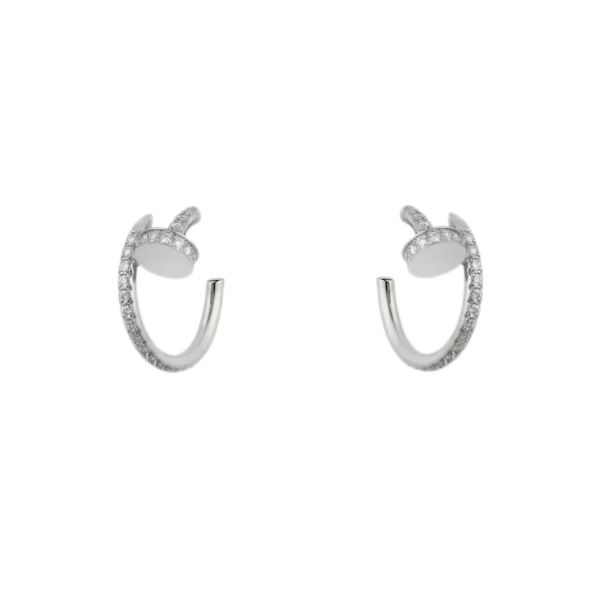 Cartier Juste Un Clou Hoop Earrings Small Model White Gold Diamonds