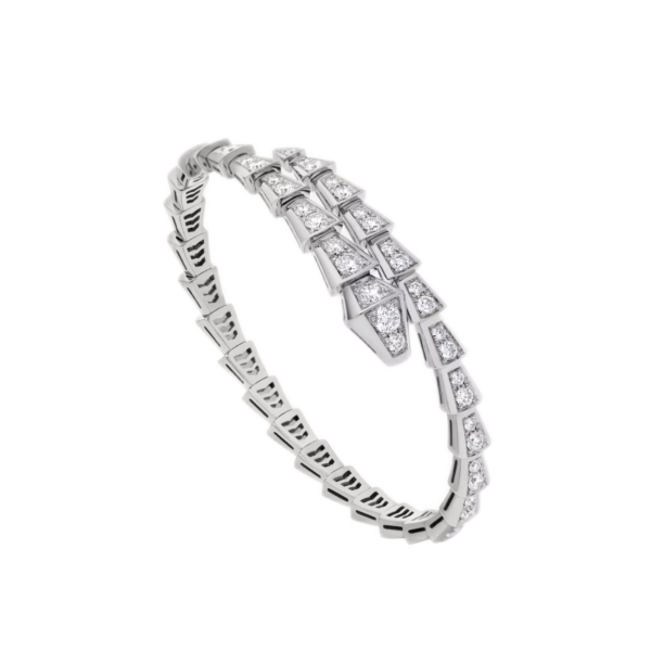 Bvlgari Serpenti Viper Bracelet White Gold Full Pave Diamonds 