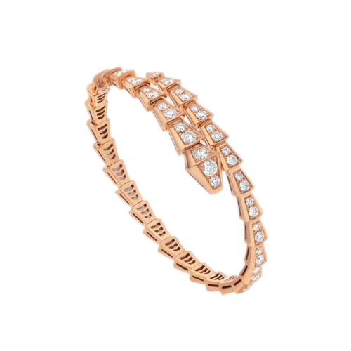 Bvlgari Serpenti Viper Bracelet Rose Gold Full Pave Diamonds 