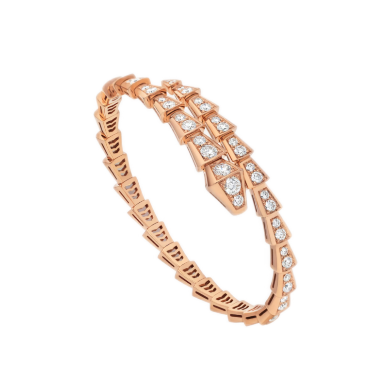 Bvlgari Serpenti Viper Bracelet Rose Gold Full Pave Diamonds 