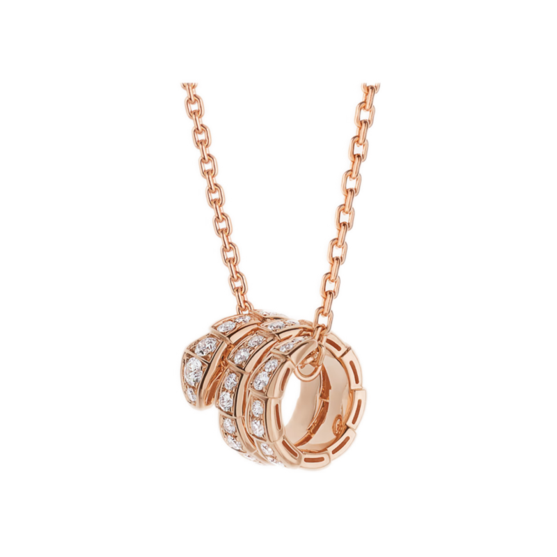 Bvlgari Serpenti Viper Necklace Rose Gold Diamonds 