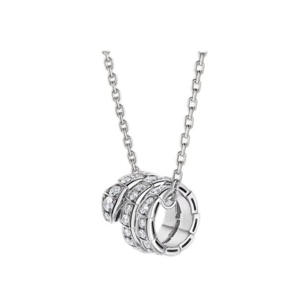 Bvlgari Serpenti Viper Necklace White Gold Diamonds 